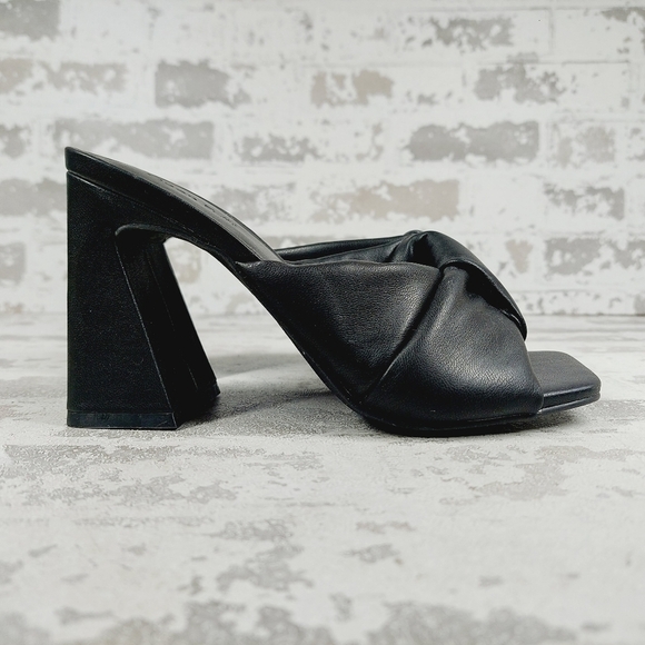 NEW Open Edit Saydee Black Block Heel Slip On Square Toe Sandals T70 - Picture 5 of 13